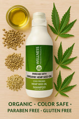 Wellness Premium Organic Hemp Shampoo foam on hair showing rich lather and moisture.