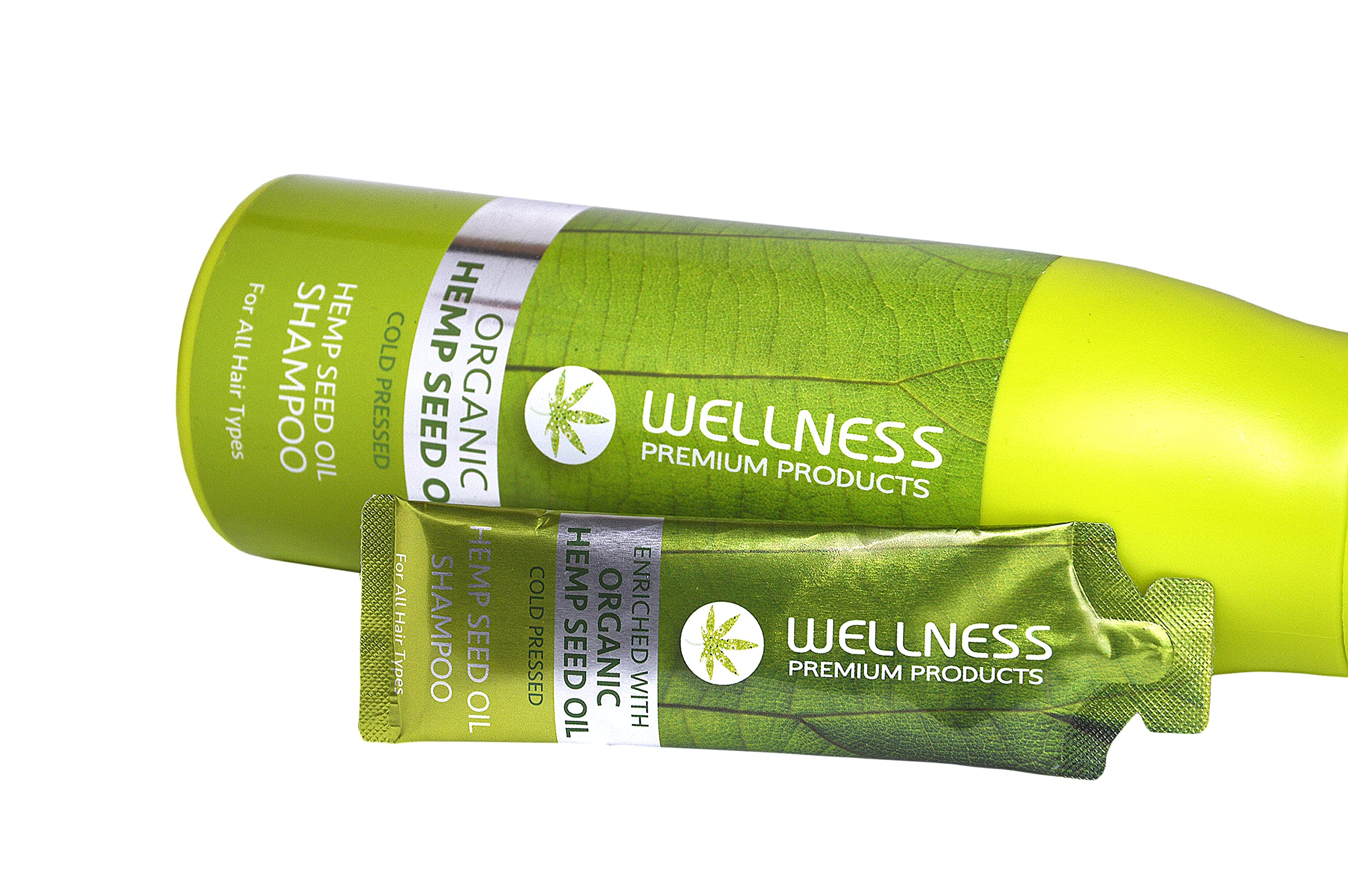Wellness Premium Organic Hemp Shampoo lather in hand demonstrates cleansing and gentle care