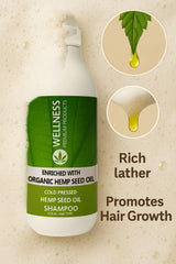 Wellness Premium Organic Hemp Shampoo vegan icon promoting sulfate-free formula for sensitive scalps.