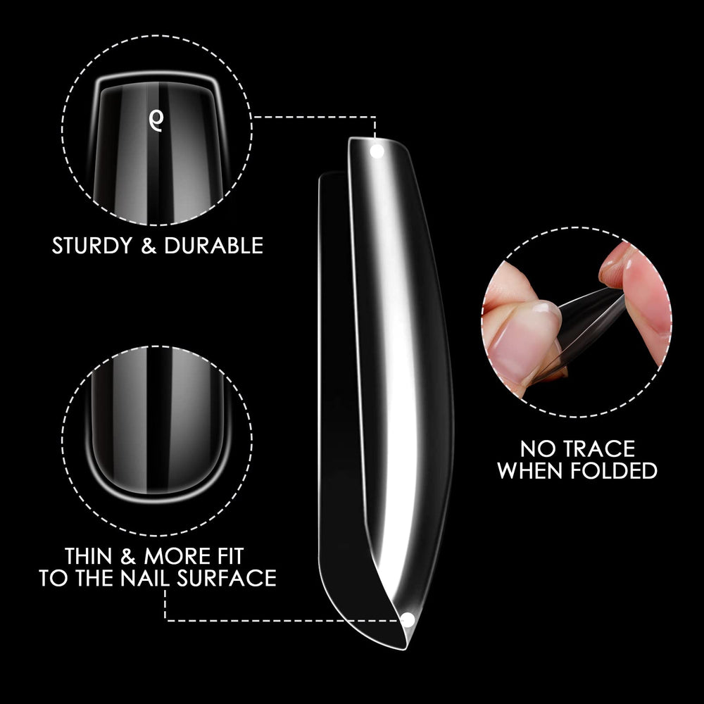 Clear ABS material of Wellquinn tips provides a thin, natural-looking extension.