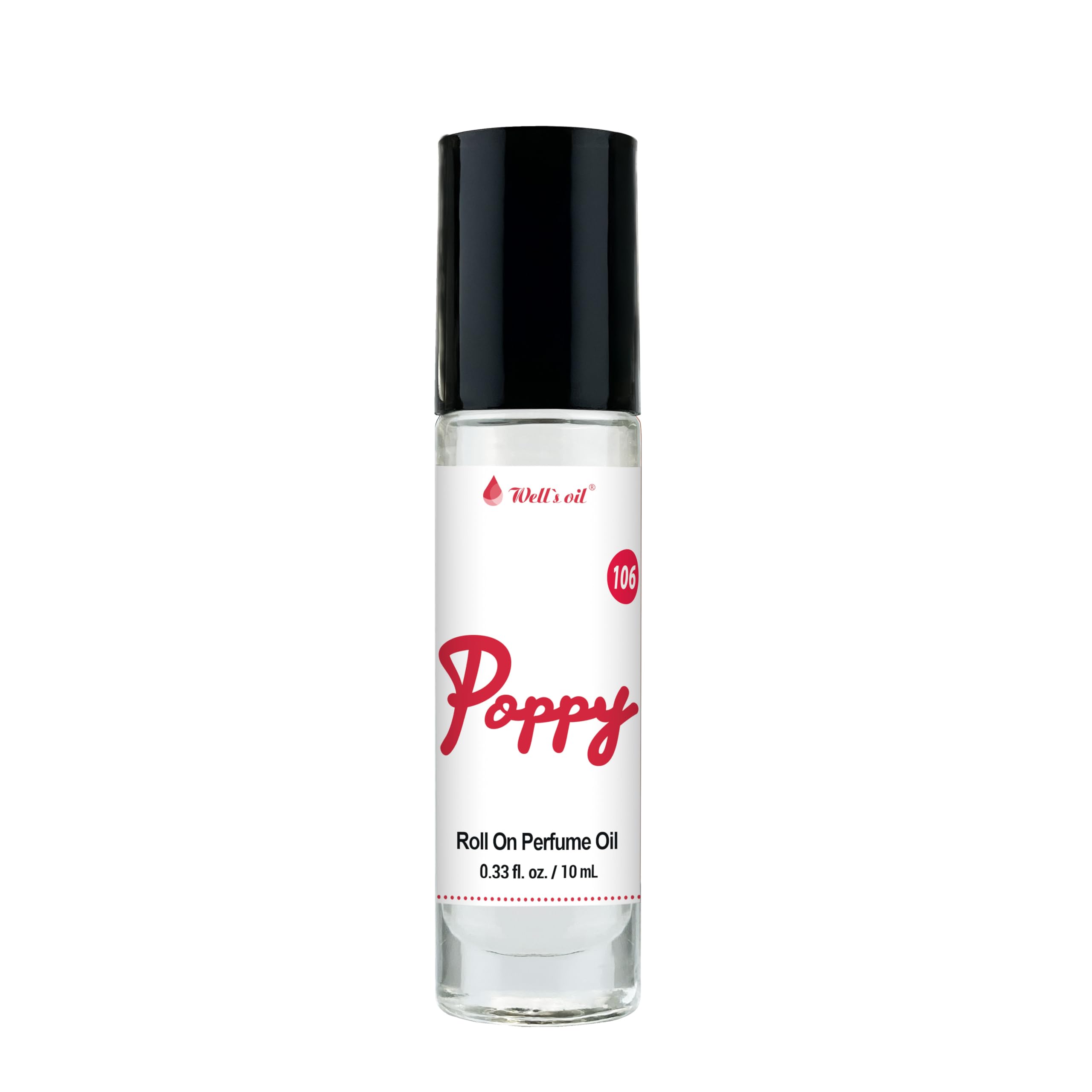 Well's Oil Roll-On Perfume Poppy side view reveals slim design