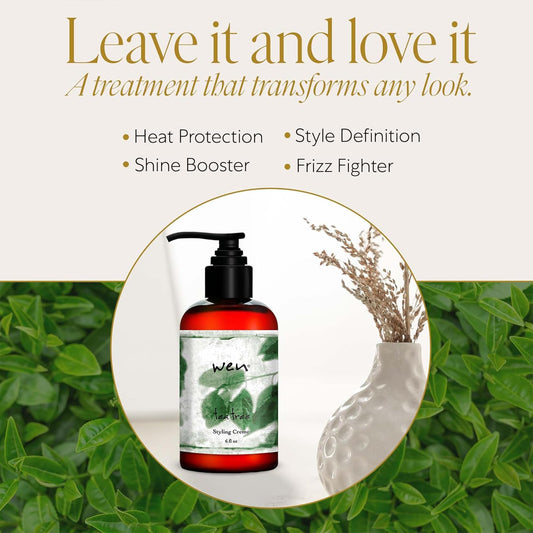 WEN styling creme texture on hand shows creamy, hydrating formula