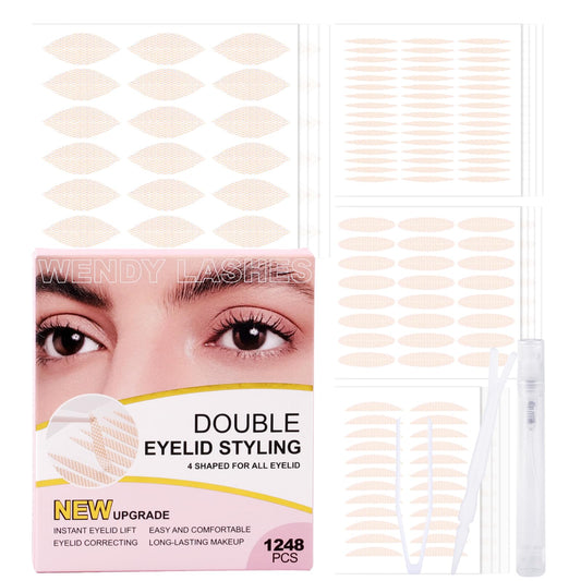 Wendy Lashes 1248p invisible double eyelid tapes for discreet lift and natural look.