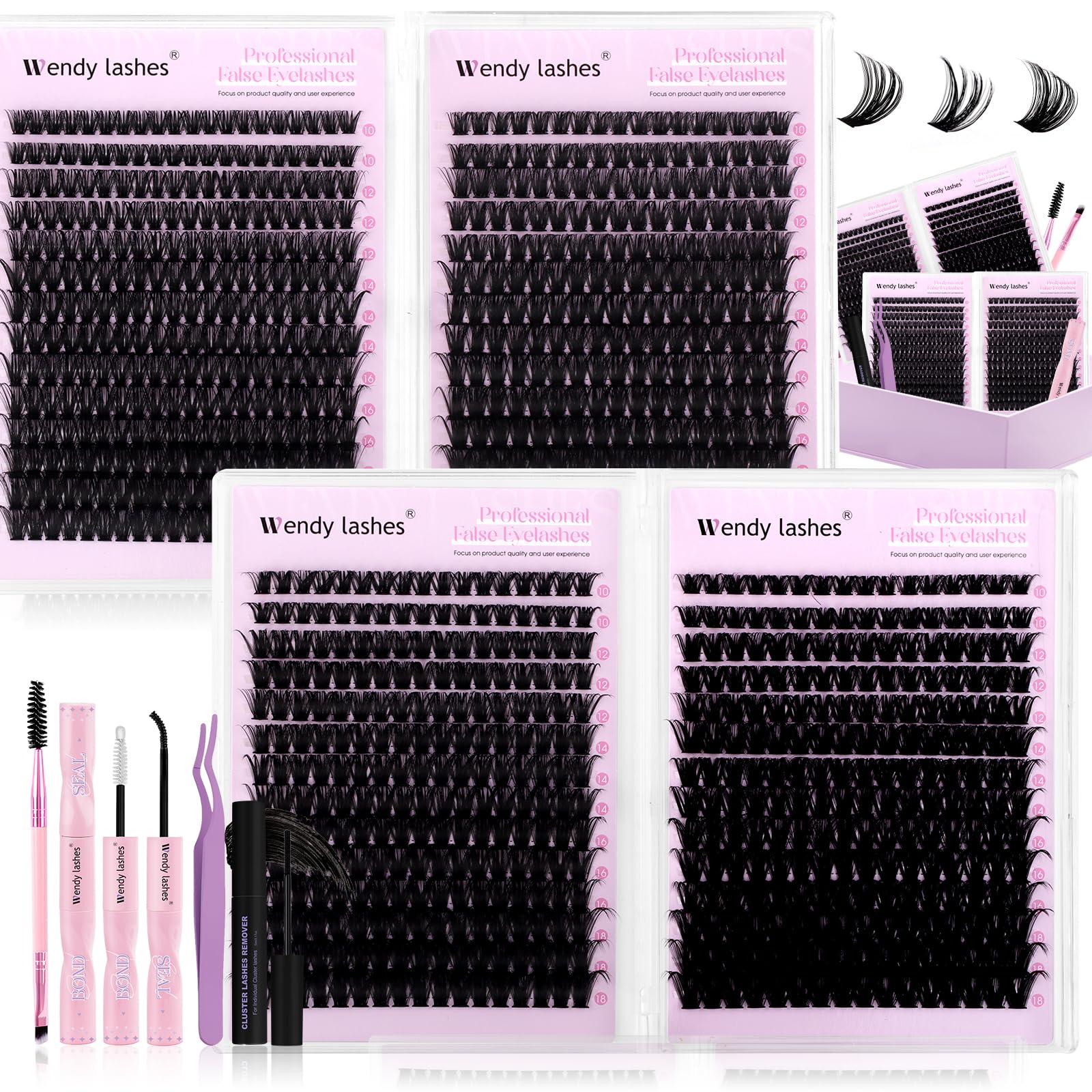 Wendy Lashes clusters kit 980pcs for at-home lash extensions