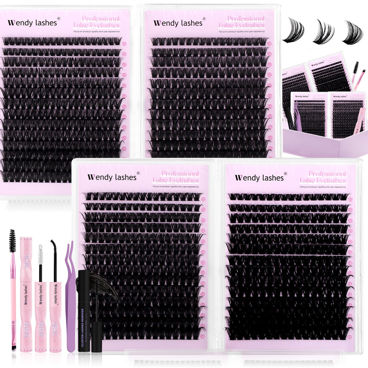 Wendy Lashes clusters kit 980pcs for at-home lash extensions