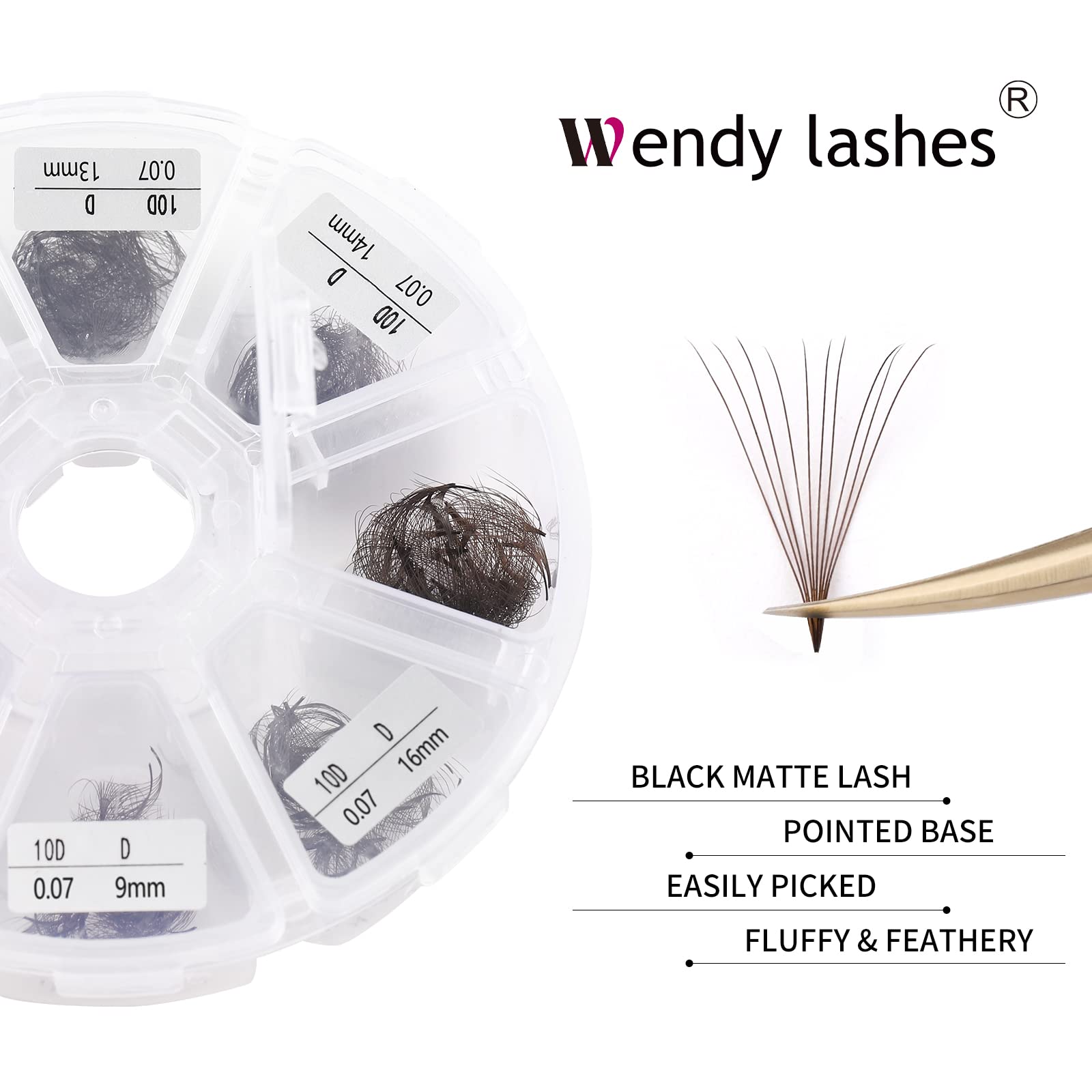 Wendy Lashes Korean PBT material close-up showing soft, durable lashes