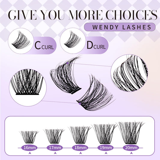 Wendy Lashes lash clusters kit tools with tweezers for precise placement.