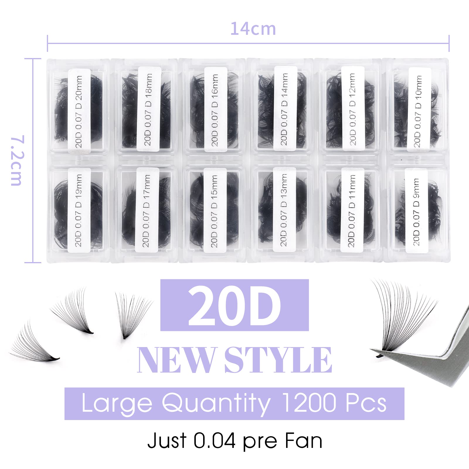 Wendy Lashes pointy base premade fans with 0.07 thickness for natural-looking volume