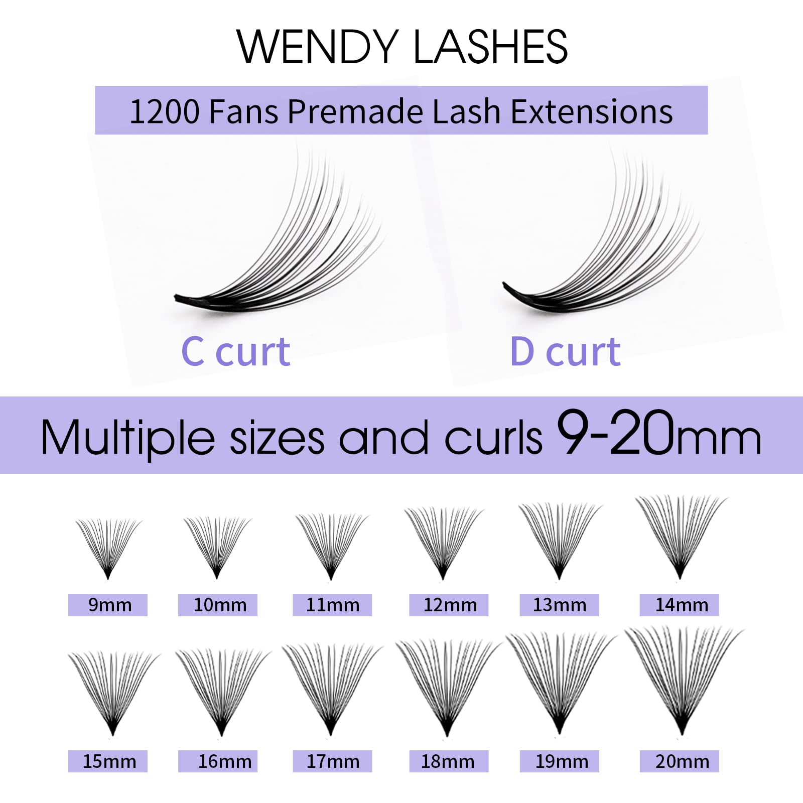 Wendy Lashes premium black PBT material offers lightweight, comfortable wear
