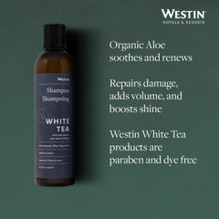 Westin White Tea Aloe Shampoo label detail notes parabens and dyes free formula