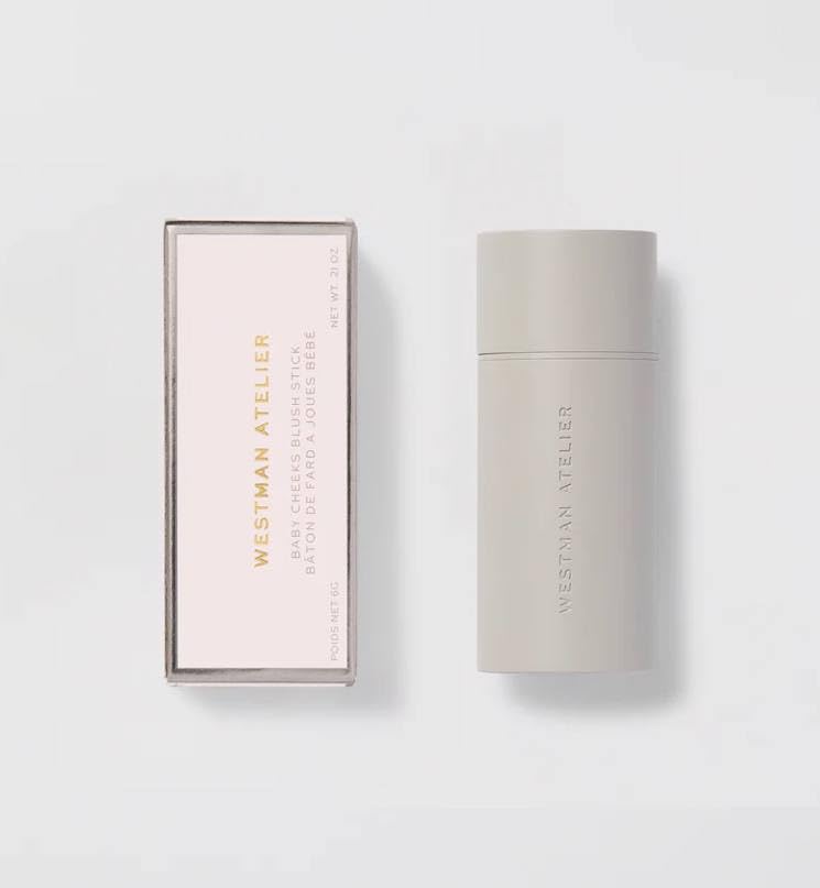 Westman Atelier Baby Cheeks Blush Stick Coquette texture is creamy and blendable.