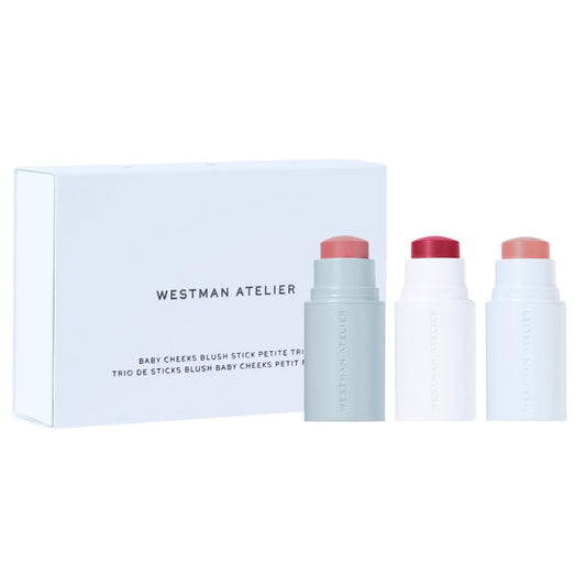 WESTMAN ATELIER Baby Cheeks Blush Stick Petal swatch for a natural nude rose flush.