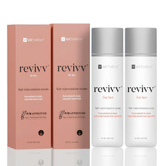 WETHRIVV Revivv two-pack bottles ready for daily use to support fuller-looking hair