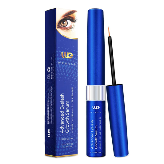 Wewell eyelash growth serum bottle close-up for fuller lashes