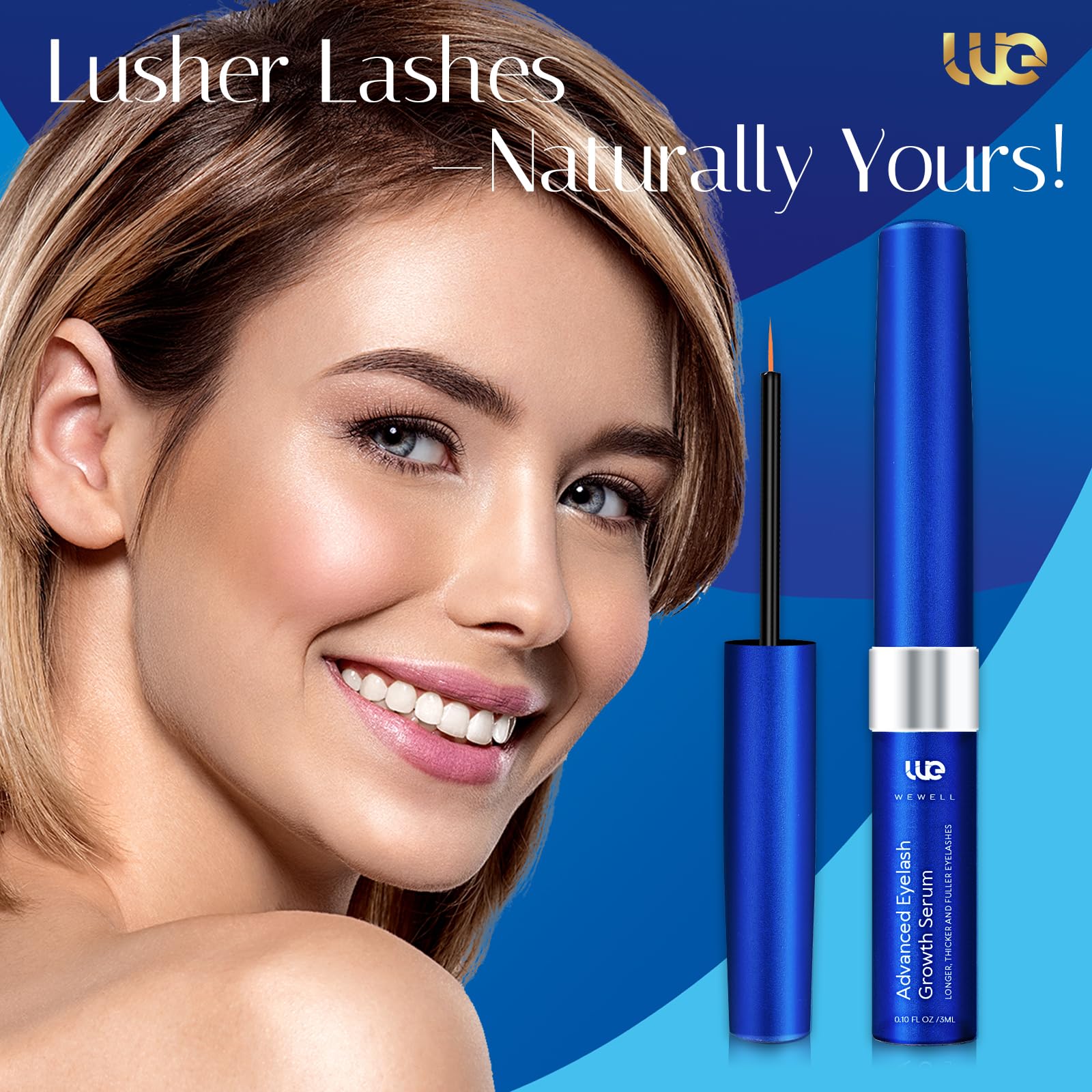 Wewell eyelash growth serum beside mirror for daily use