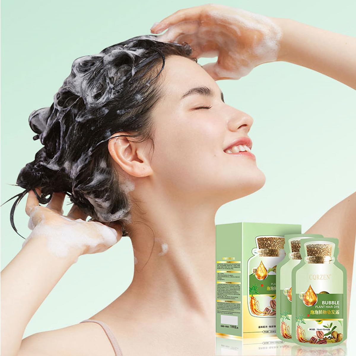 WFWJ Bubble foam dye application demonstrates quick, even coverage without staining skin.