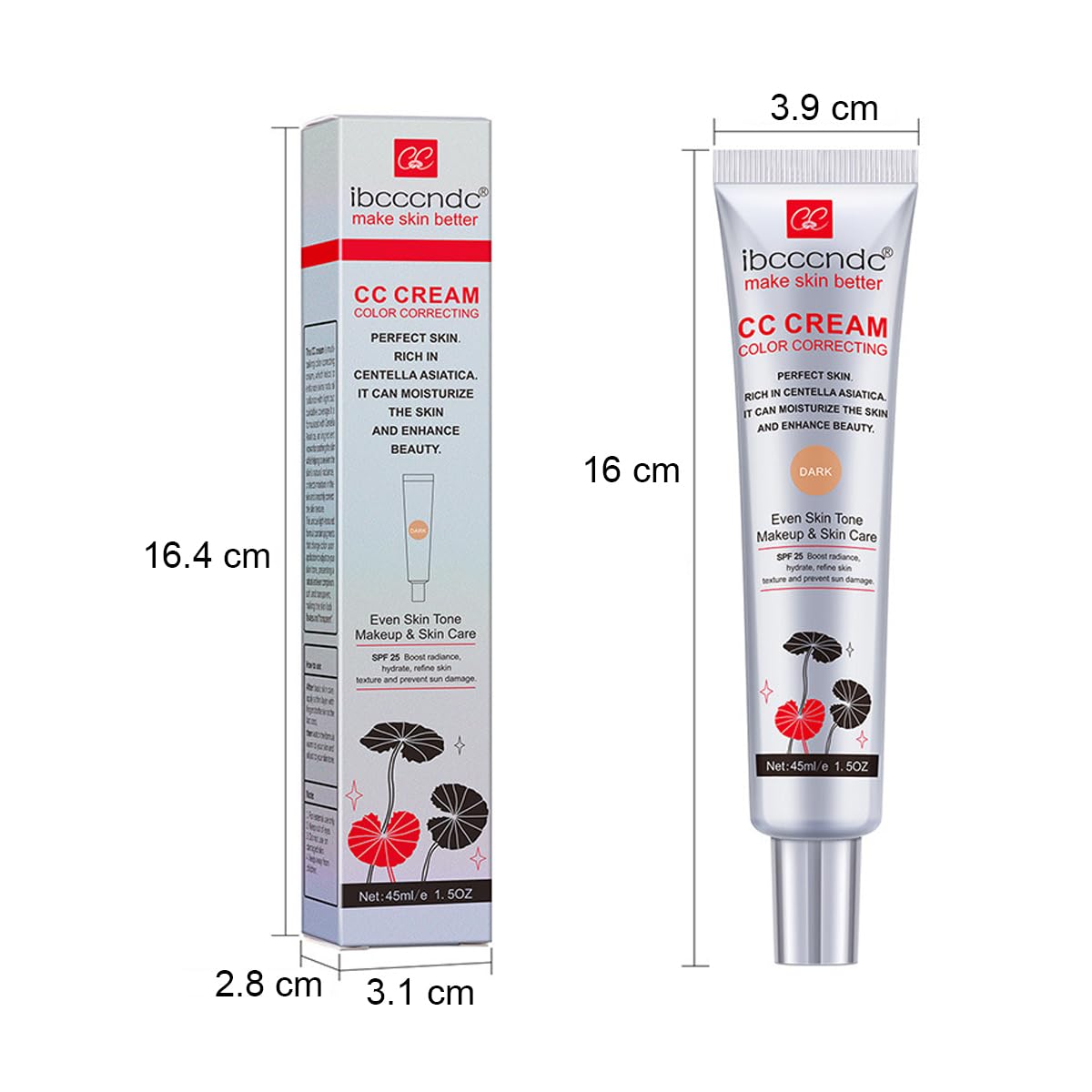 Packaging display of WFWJ Color Correcting CC Cream for travel and on-the-go use