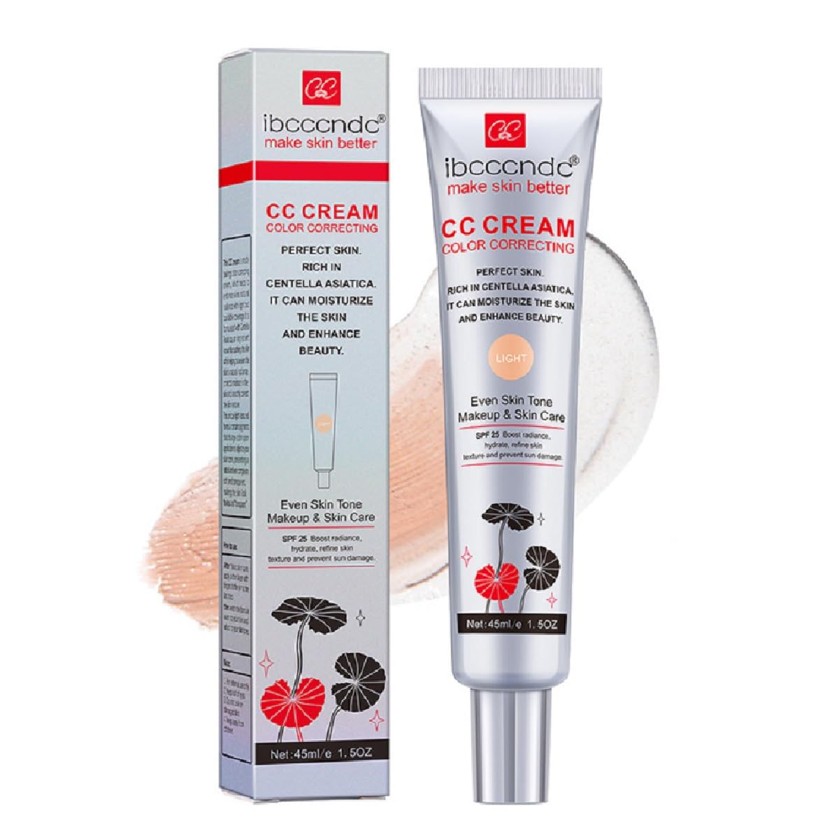 WFWJ Color Correcting CC Cream bottle front showing portable sun protection and light coverage