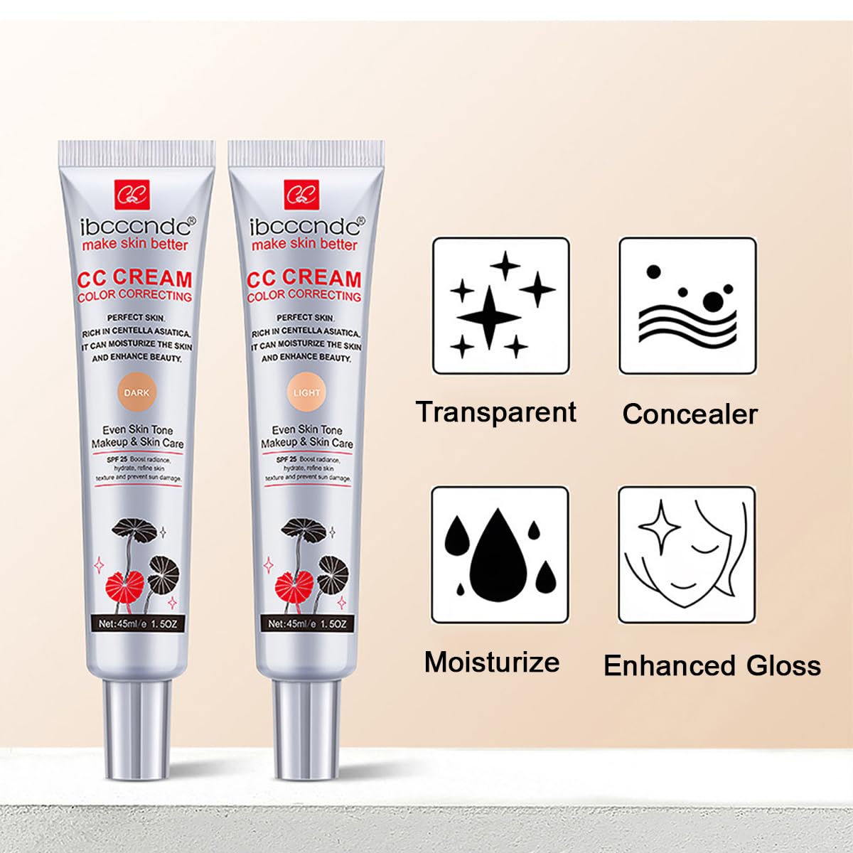 Close-up of SPF25 label on WFWJ CC Cream packaging highlighting built-in sun protection
