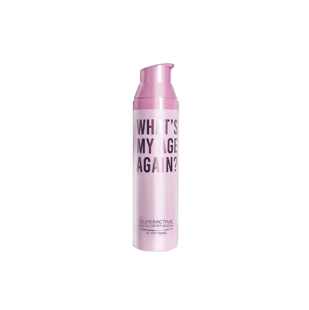 What’s My Age Again? SuperActive moisturizer pump bottle delivers fast-absorbing hydration.