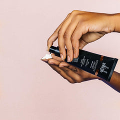 Whish Bakuchiol Primer application bead demonstrates smoothing with aloe and lavender.