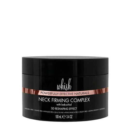 Whish Neck Firming Cream jar with Bakuchiol for firmer neck skin.