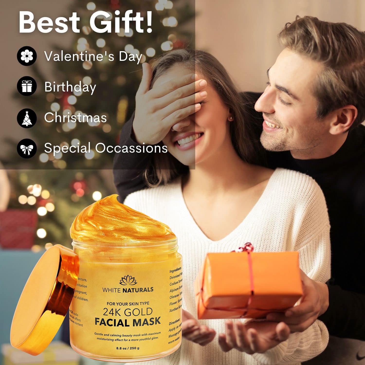 White Naturals 24K Gold Mask being applied for spa-like self-care