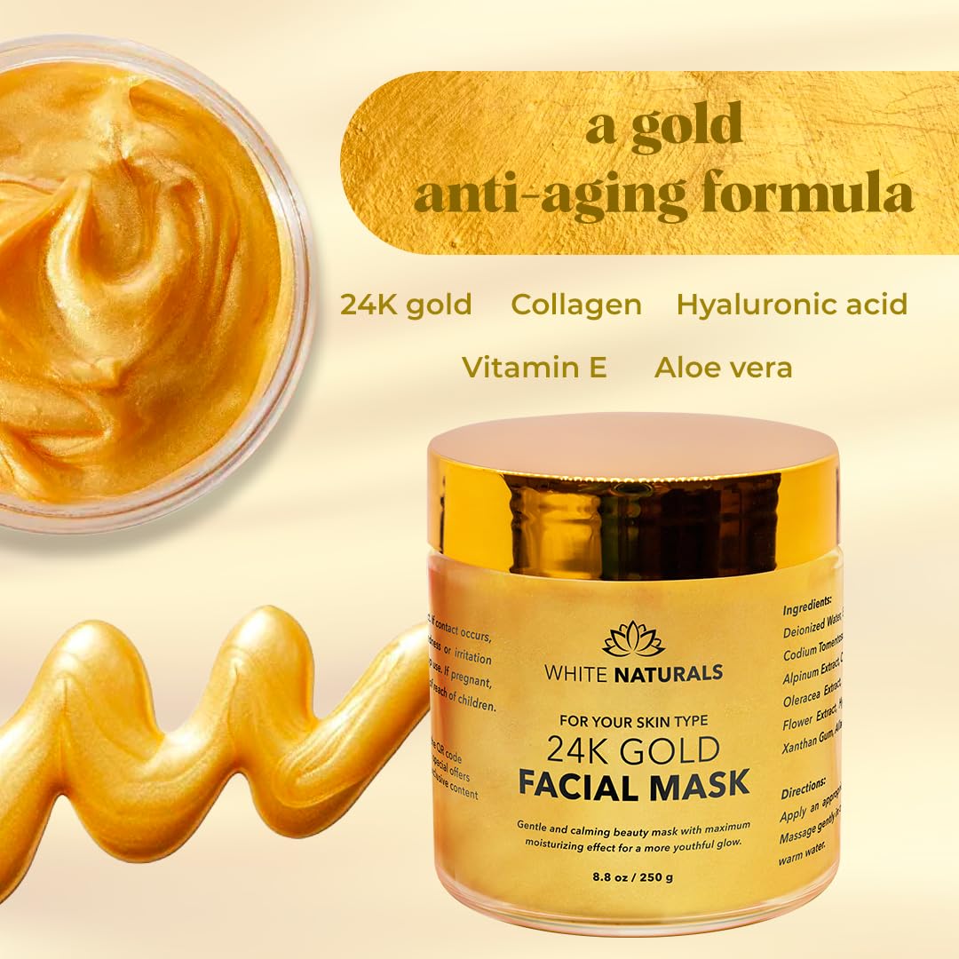 White Naturals 24K Gold Mask closeup of premium gold formula for anti-aging