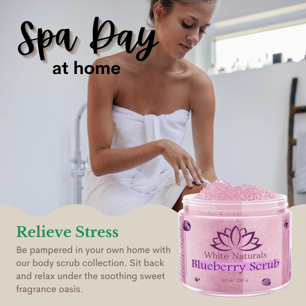Gift-ready White Naturals Blueberry Scrub package for friends and family.