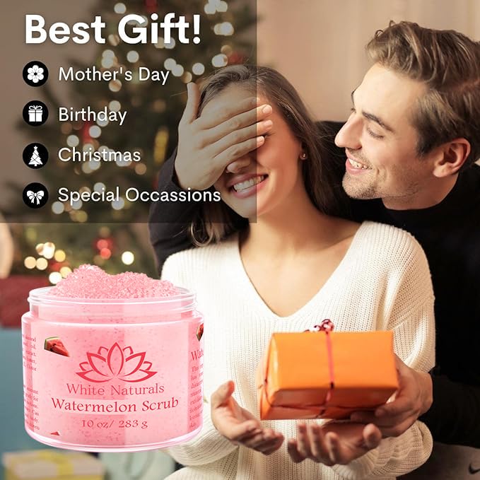 Gift-ready White Naturals Pink Watermelon Scrub packaging for thoughtful gifting.