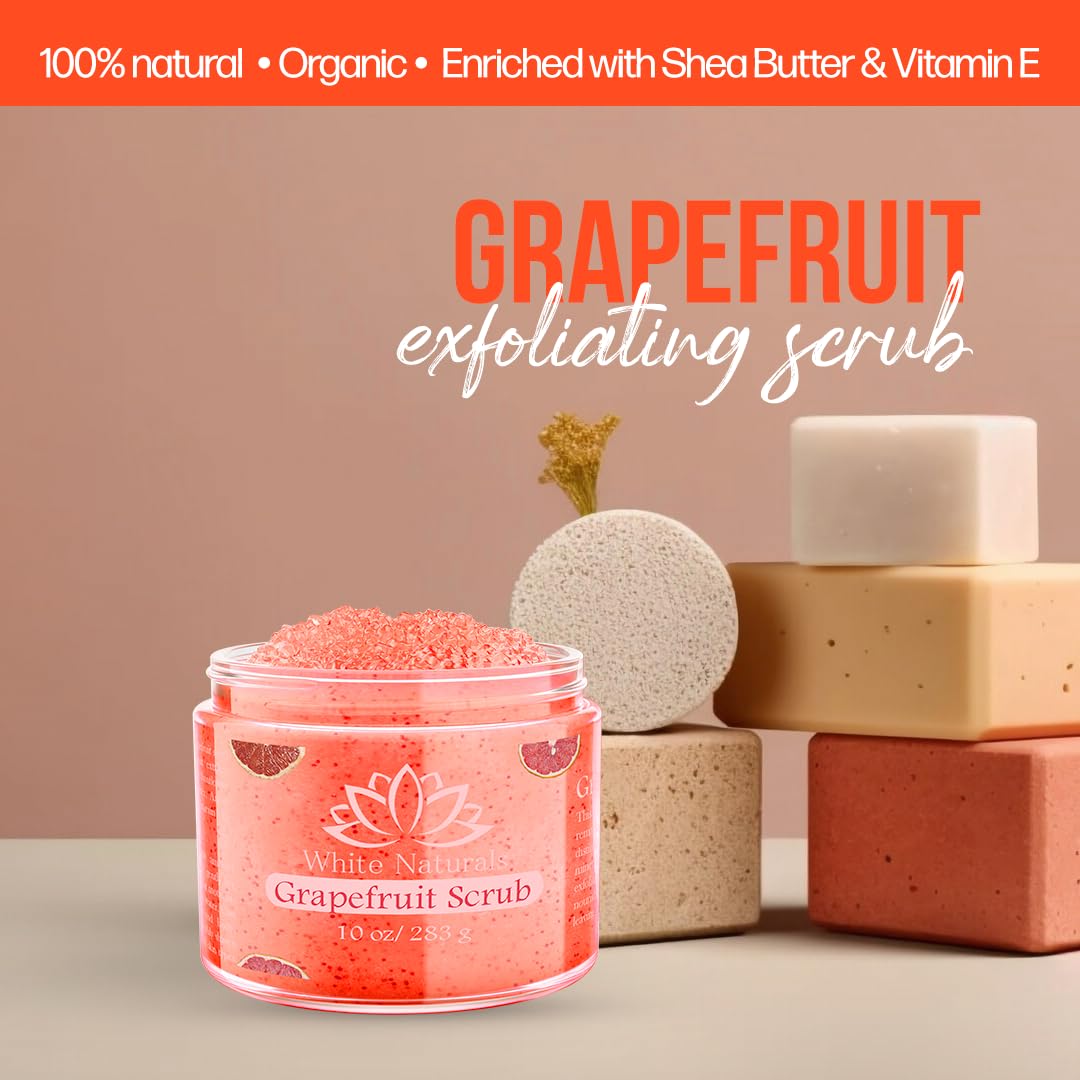 Face and body use with White Naturals Grapefruit Salt Scrub