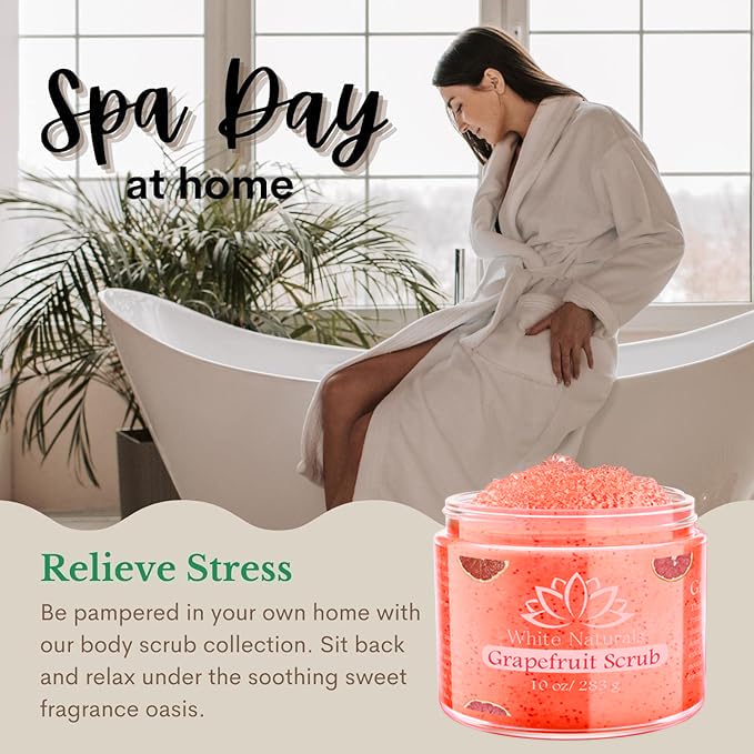 Dead Sea salt and natural oils in White Naturals Grapefruit Salt Scrub