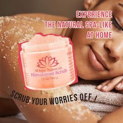 White Naturals pink exfoliator texture on skin ready for gentle scrubbing