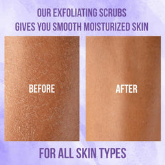Lavender bloom with White Naturals Lavender Oil Body Scrub suggests calming scent.