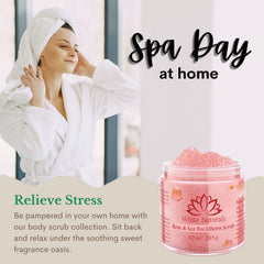 Rose flower oil droplets visible in White Naturals scrub formula