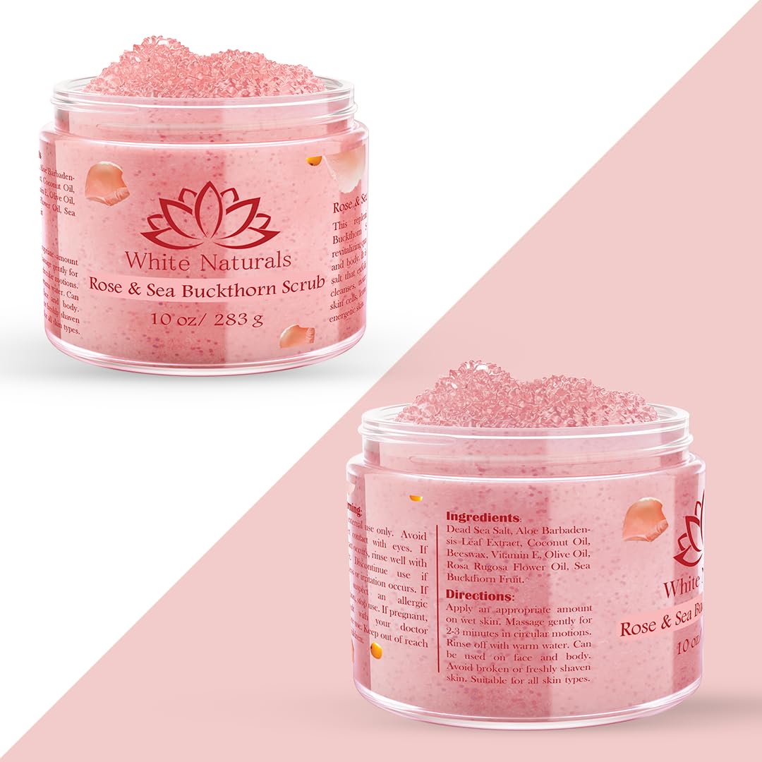 White Naturals scrub texture close-up highlighting gentle exfoliation