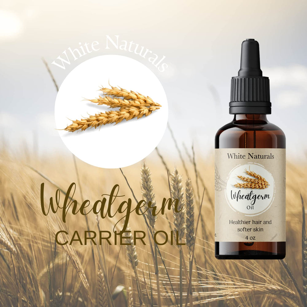 Bottle of White Naturals Wheat Germ Oil on a vanity