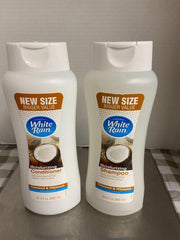 White Rain Coconut & Hibiscus shampoo bottle for tropical refreshment and all hair types.