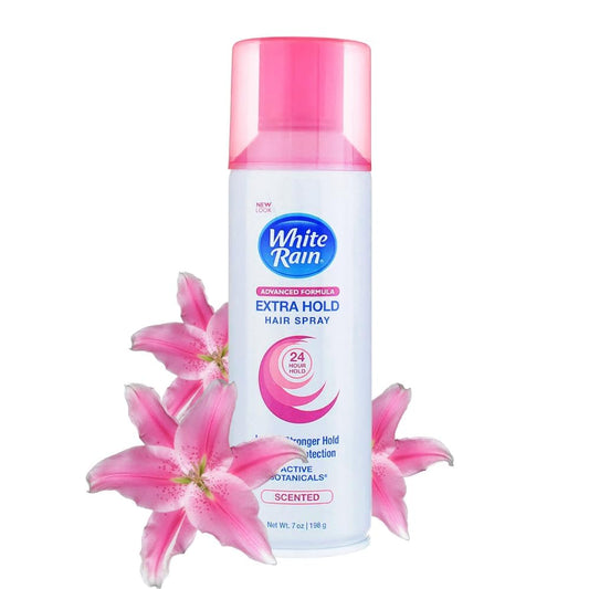 White Rain Hairspray extra hold 7oz can holds style in humidity