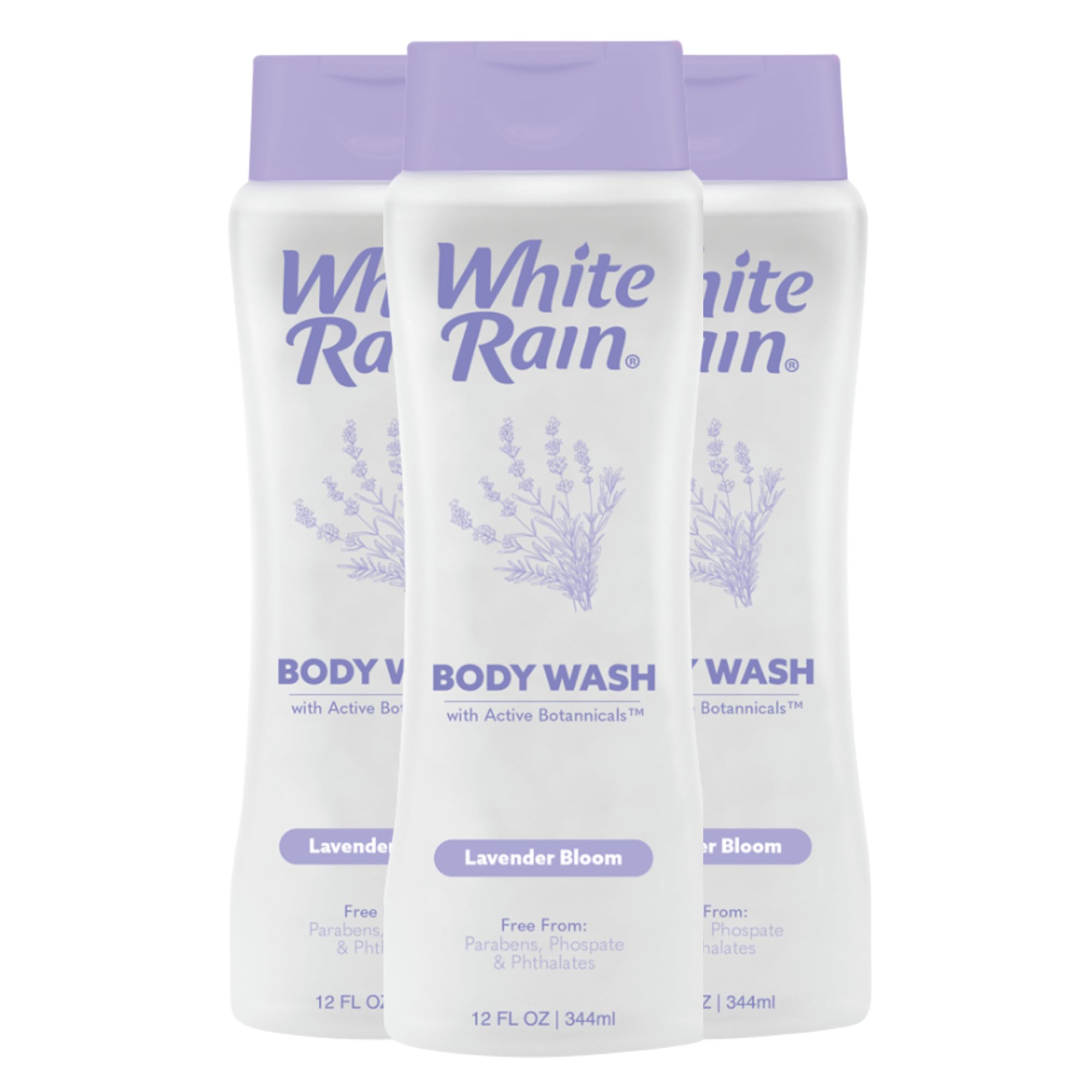 White Rain Lavender Moisturizing Body Wash bottle for gentle cleansing and calming fragrance