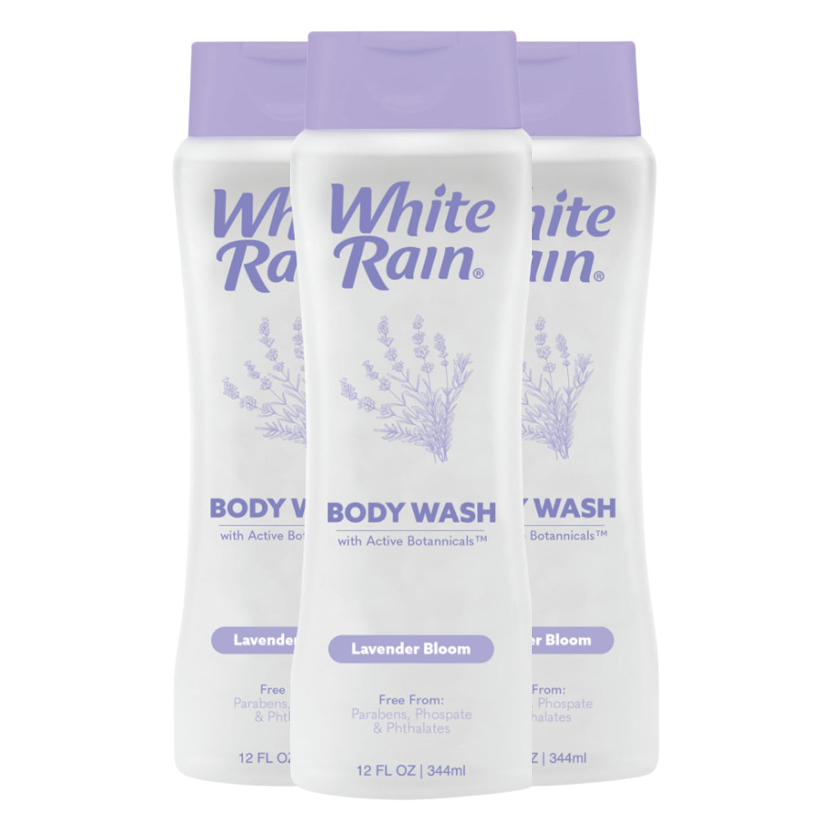 White Rain Lavender Moisturizing Body Wash bottle for gentle cleansing and calming fragrance