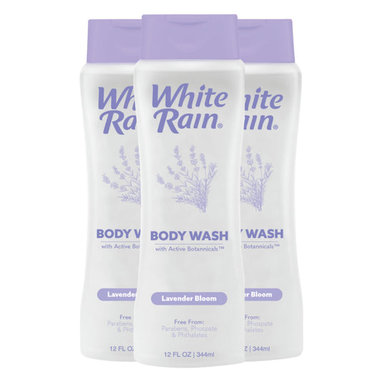 White Rain Lavender Moisturizing Body Wash bottle for gentle cleansing and calming fragrance