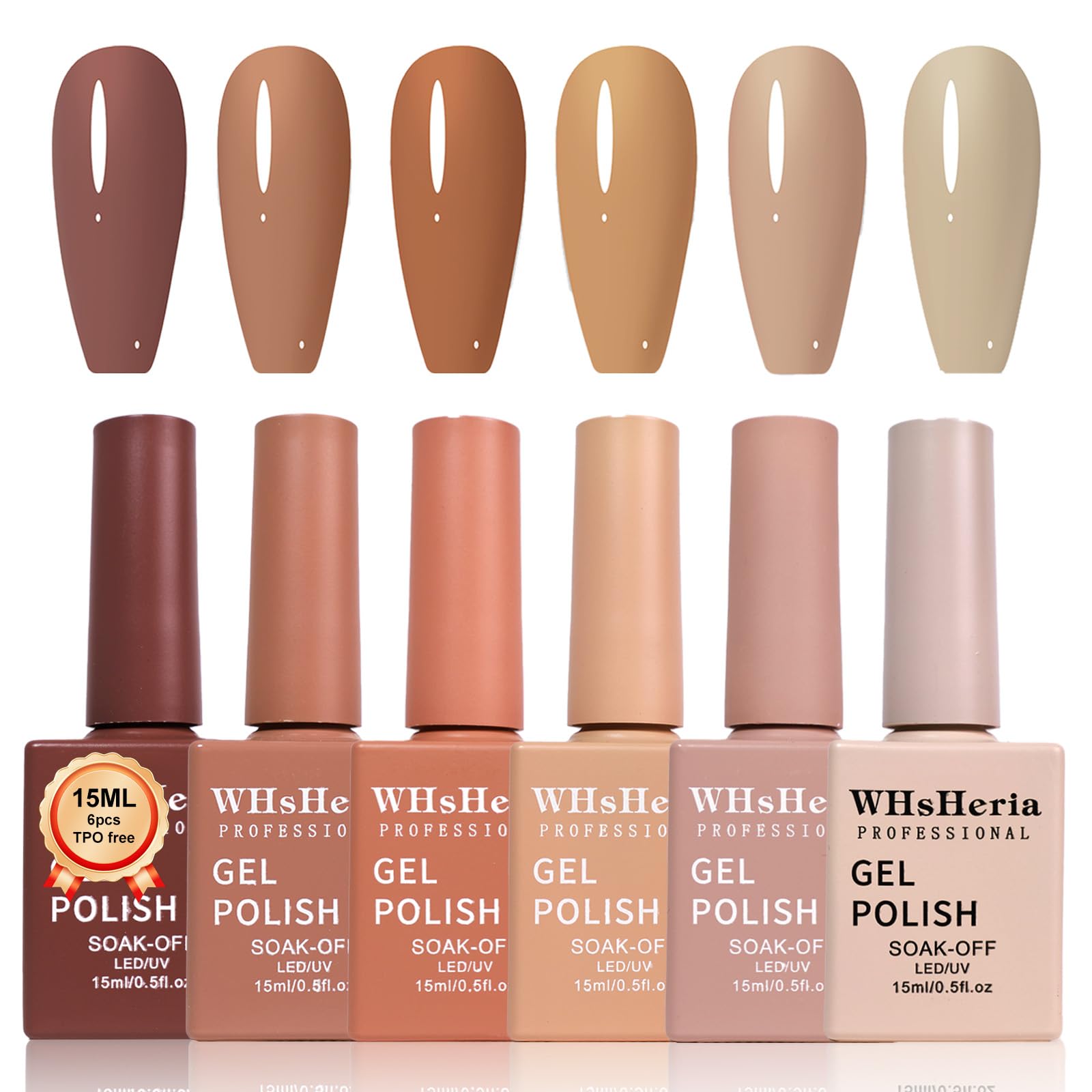 WHsHeria gel polish in coffee-brown nude for a sophisticated long-lasting look