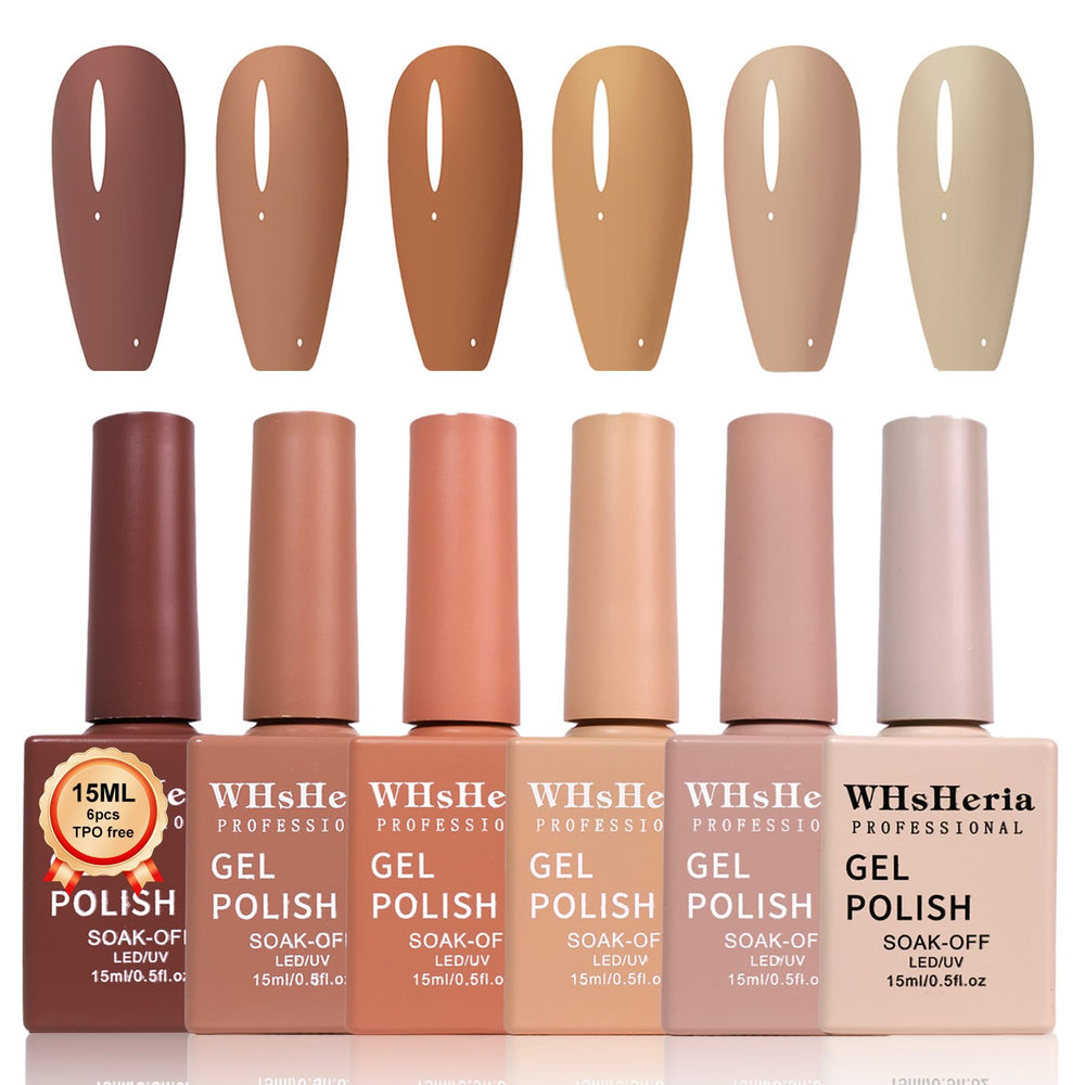 WHsHeria gel polish in coffee-brown nude for a sophisticated long-lasting look