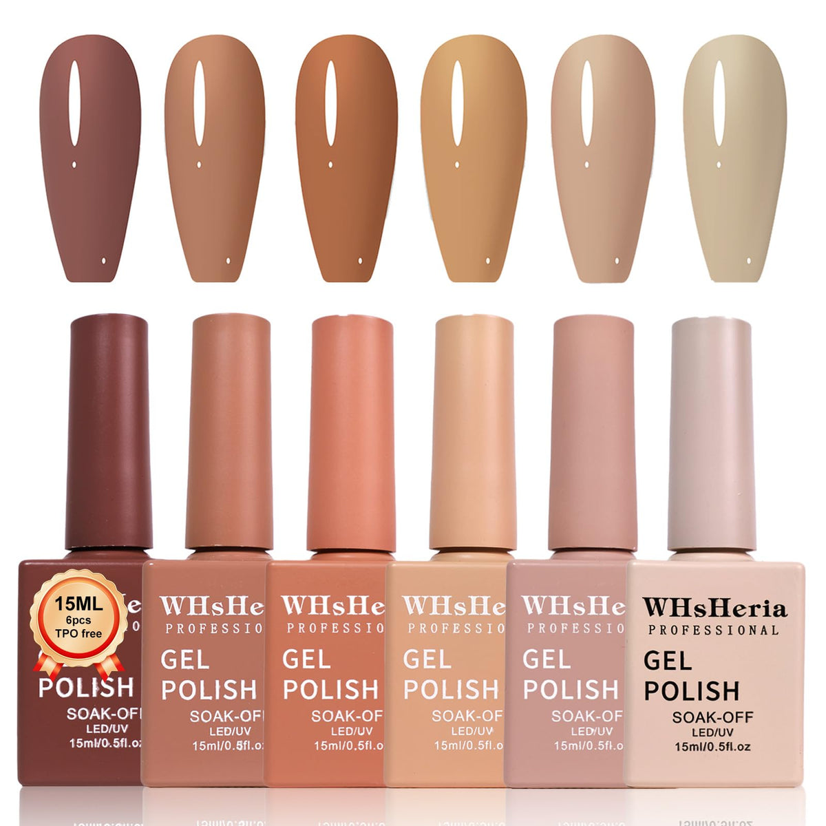 WHsHeria gel polish in coffee-brown nude for a sophisticated long-lasting look