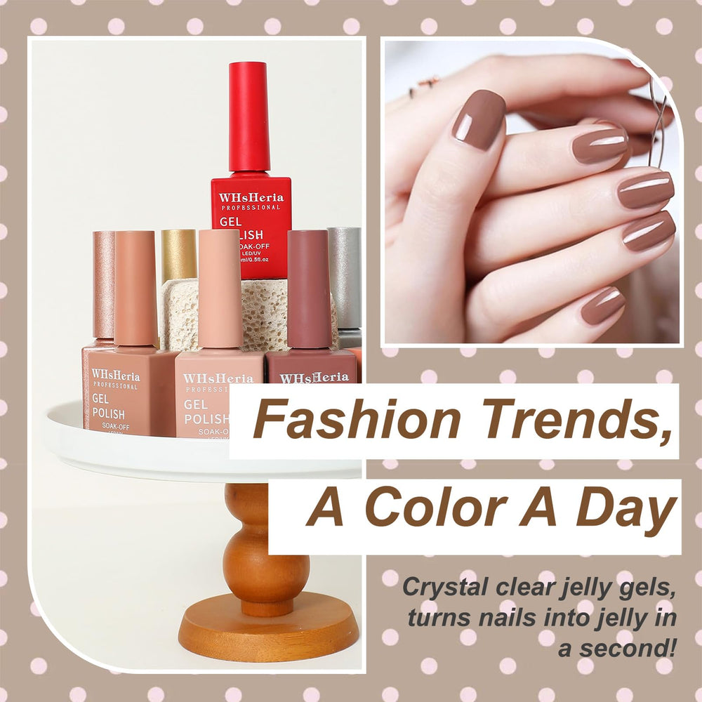 WHsHeria nude-pink gel polish offering soft natural shine
