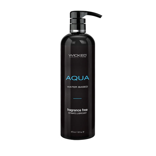 Wicked Aqua water-based 16oz bottle; fragrance-free and skin-friendly.