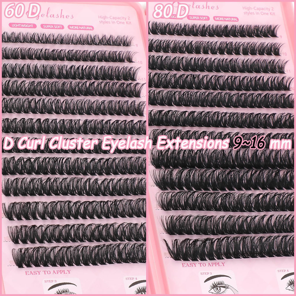 WIGICD lash clusters D curl close-up 9-16mm demonstrates natural lift and volume
