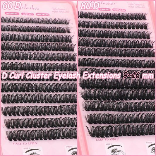 WIGICD lash clusters D curl close-up 9-16mm demonstrates natural lift and volume
