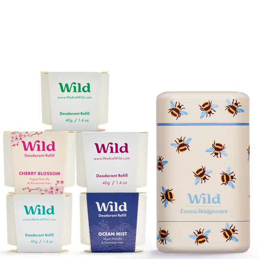 Wild Bee Case refill pack shows a sustainable, reusable deodorant system for daily freshness.